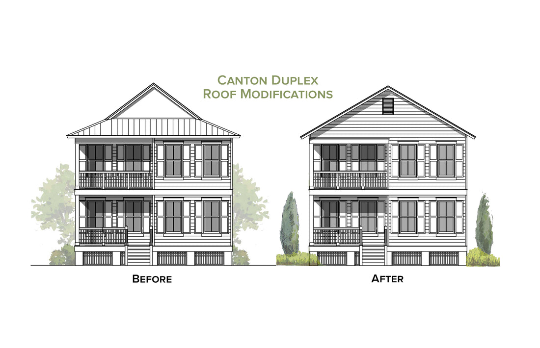 Modifying a House Plan: the Canton Duplex Gets a New Roof
