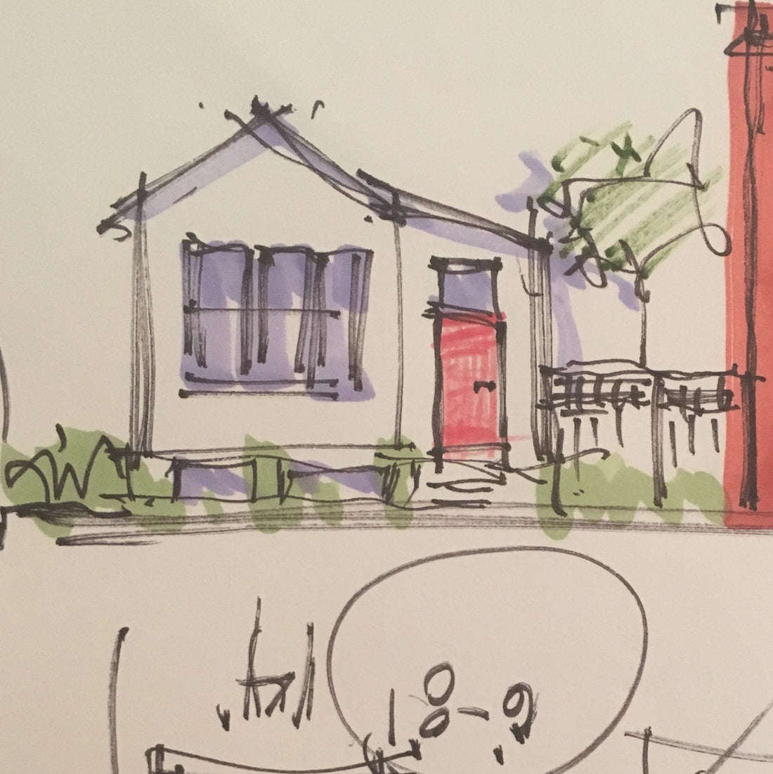 Preliminary sketch of a Charleston cottage design by Artifex.